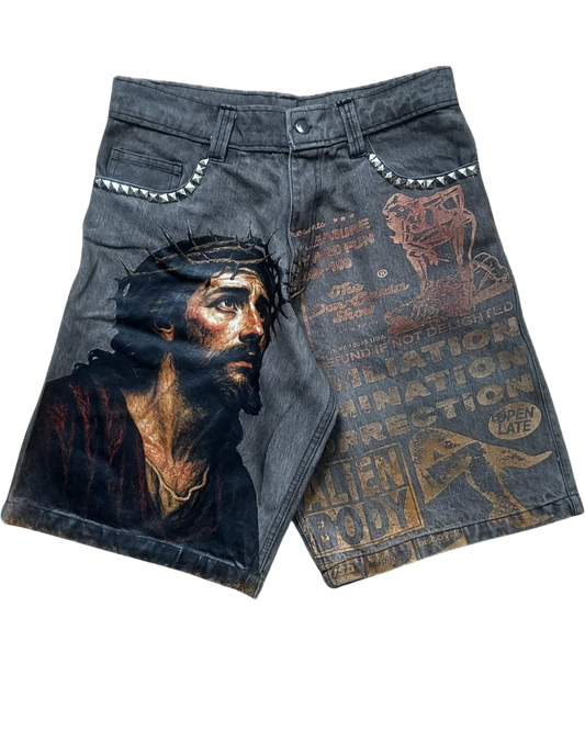 Crowned In Chaos Denim Shorts