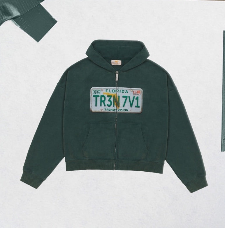 License Plate Zip-Up Hoodie