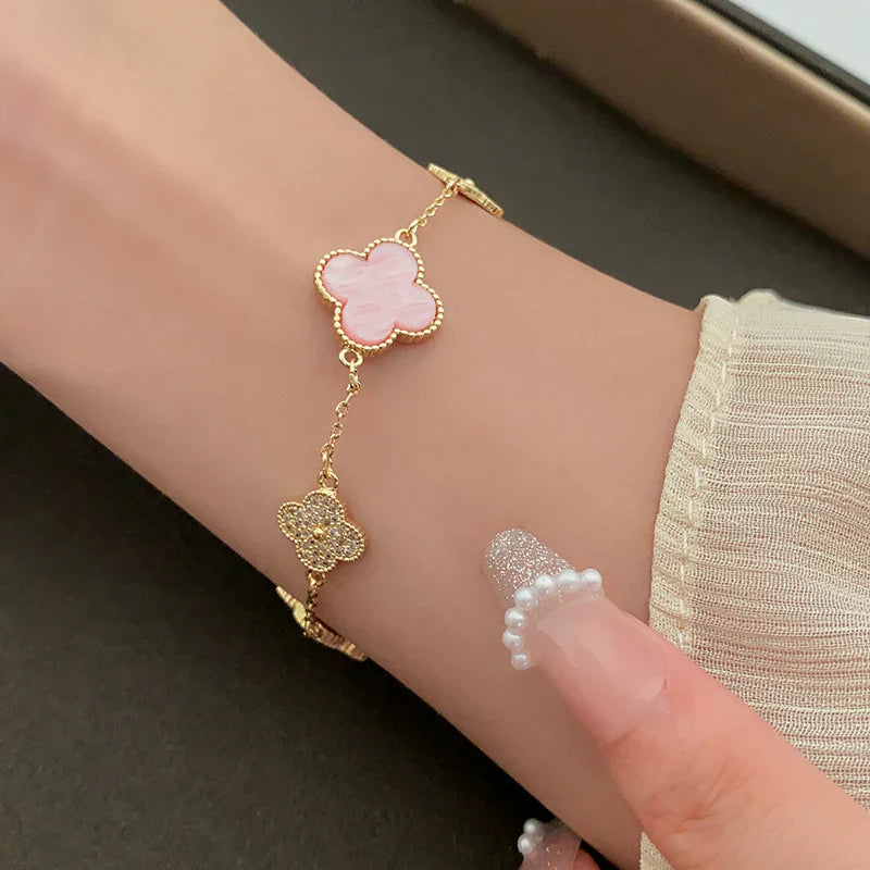 Pink Clover Diamond Bracelet