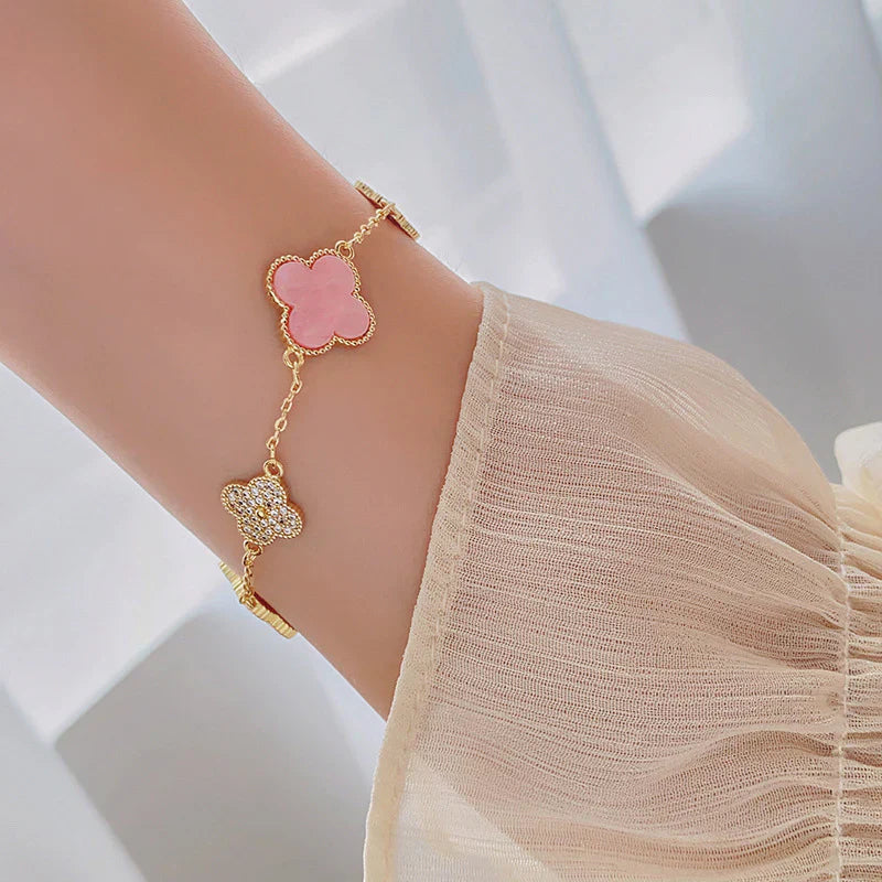 Pink Clover Diamond Bracelet