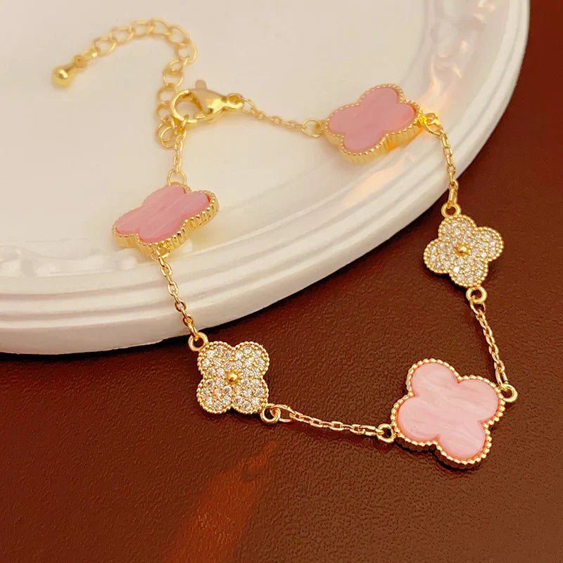 Pink Clover Diamond Bracelet